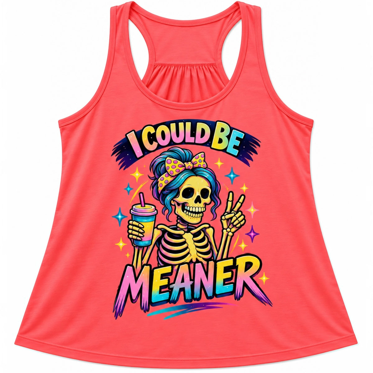 Ladies Neon Scrunch Back Tank