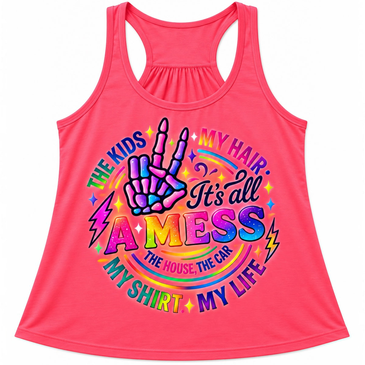 Ladies Neon Scrunch Back Tank