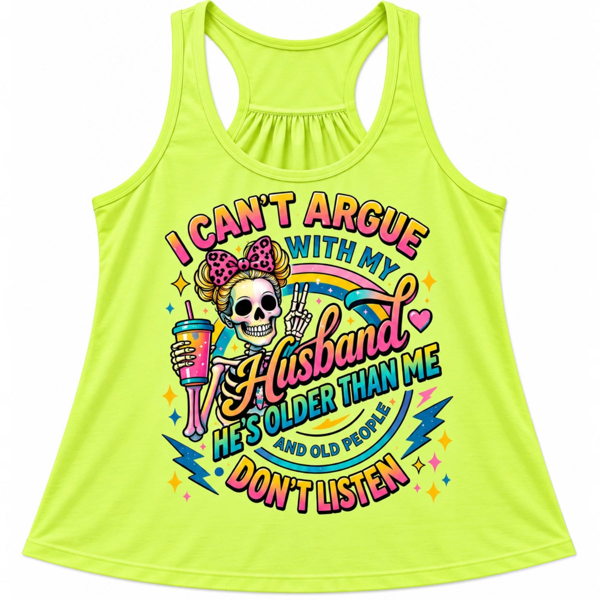 Ladies Neon Scrunch Back Tank