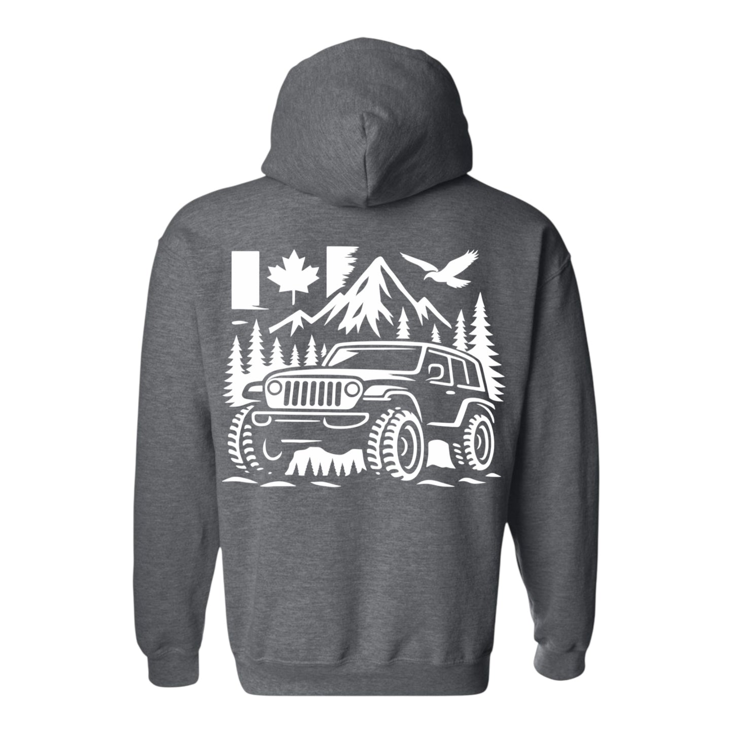 Jeep Life Unisex Hoodie with extra large image on back and pocket sized image on front