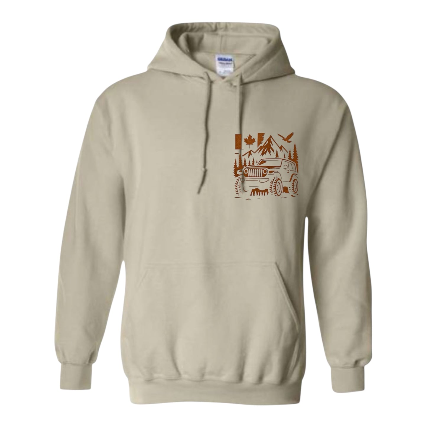 Jeep Life Unisex Hoodie with extra large image on back and pocket sized image on front