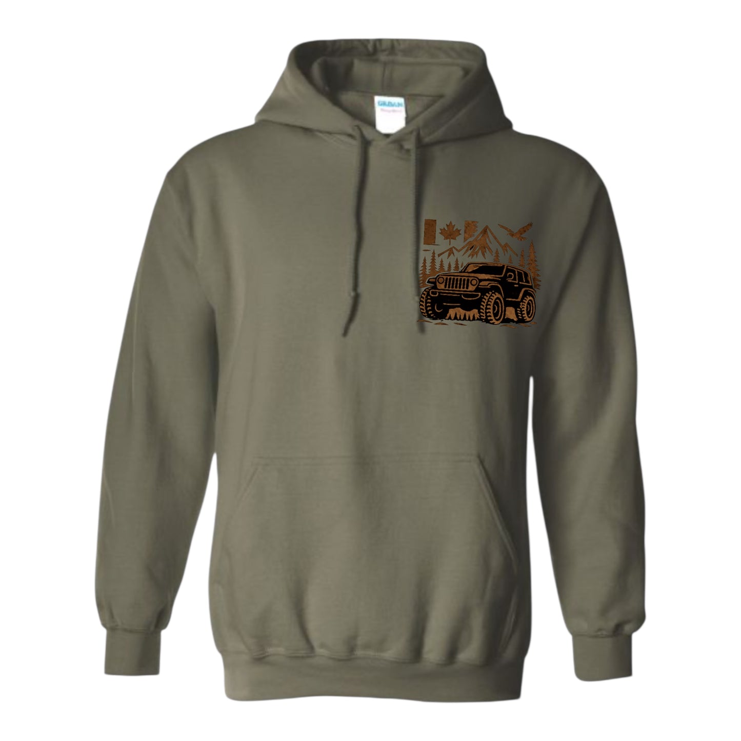 Jeep Life Unisex Hoodie with extra large image on back and pocket sized image on front