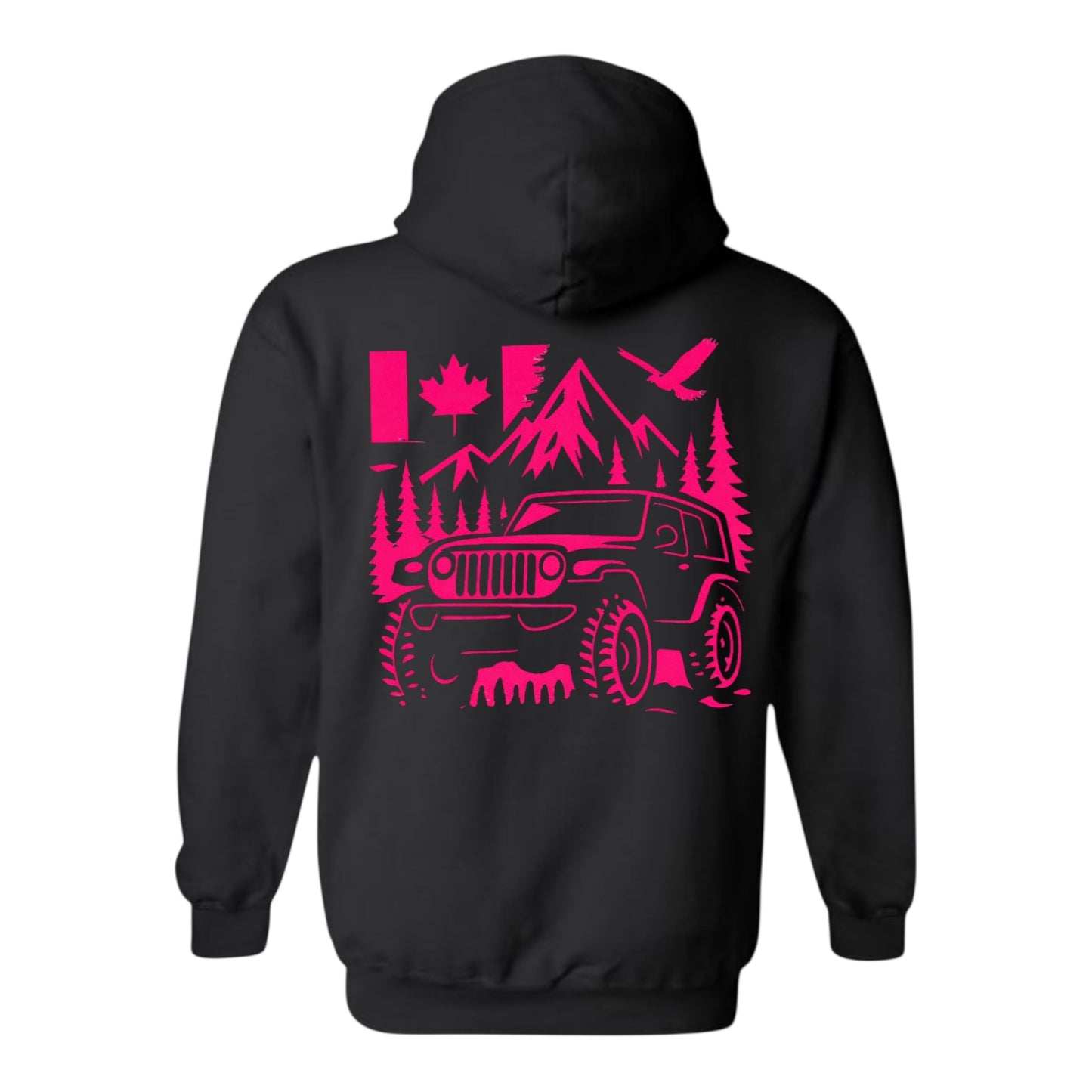 Jeep Life Unisex Hoodie with extra large image on back and pocket sized image on front