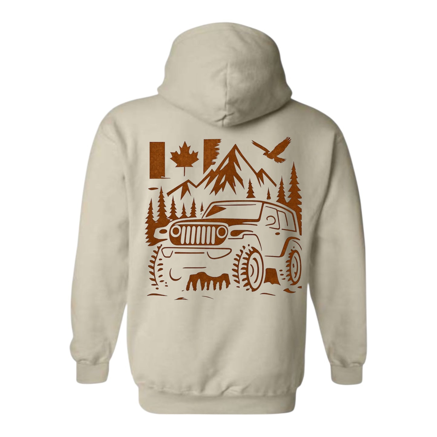 Jeep Life Unisex Hoodie with extra large image on back and pocket sized image on front
