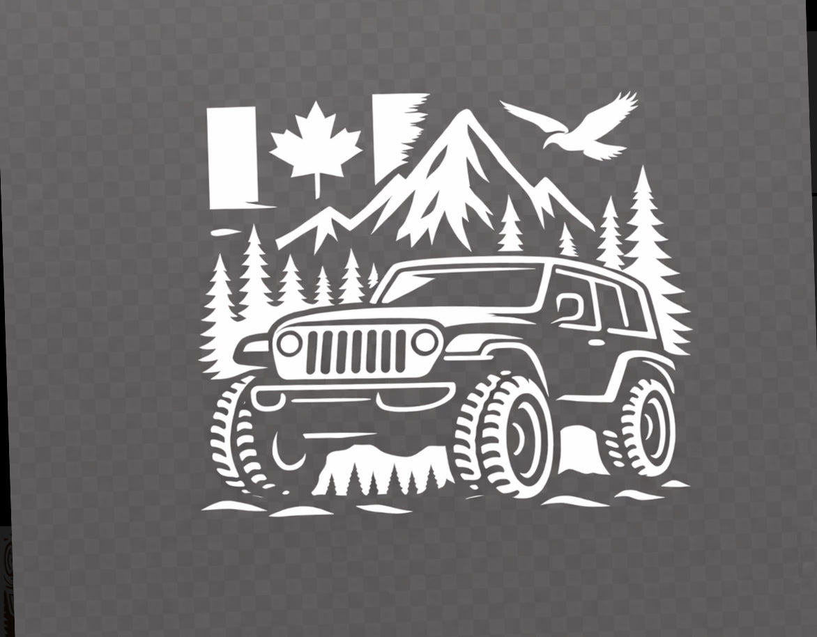 Jeep Life LARGE DTF Print 14x13 White