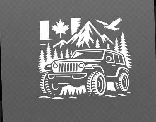 Jeep Life LARGE DTF Print 14x13 White