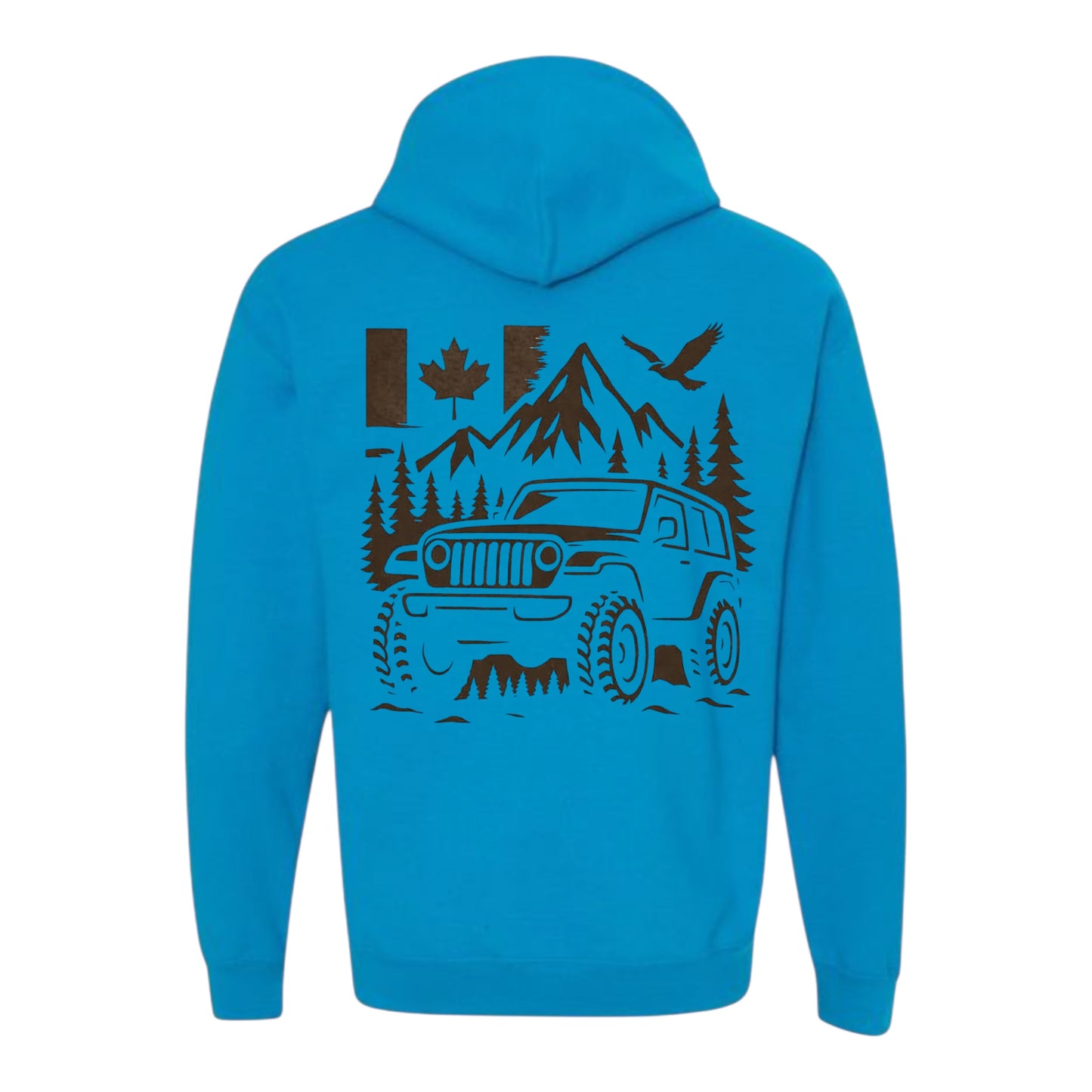 Jeep Life Unisex Hoodie with extra large image on back and pocket sized image on front