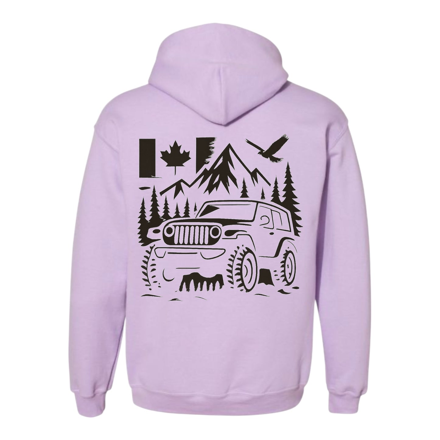Jeep Life Unisex Hoodie with extra large image on back and pocket sized image on front