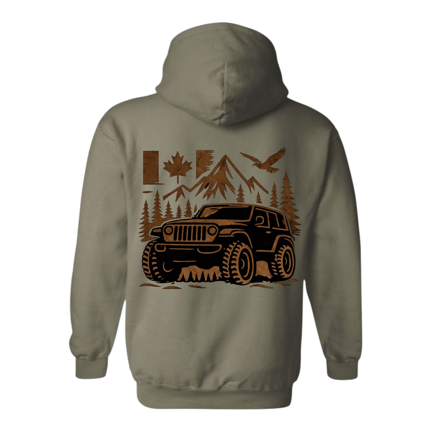 Jeep Life Unisex Hoodie with extra large image on back and pocket sized image on front