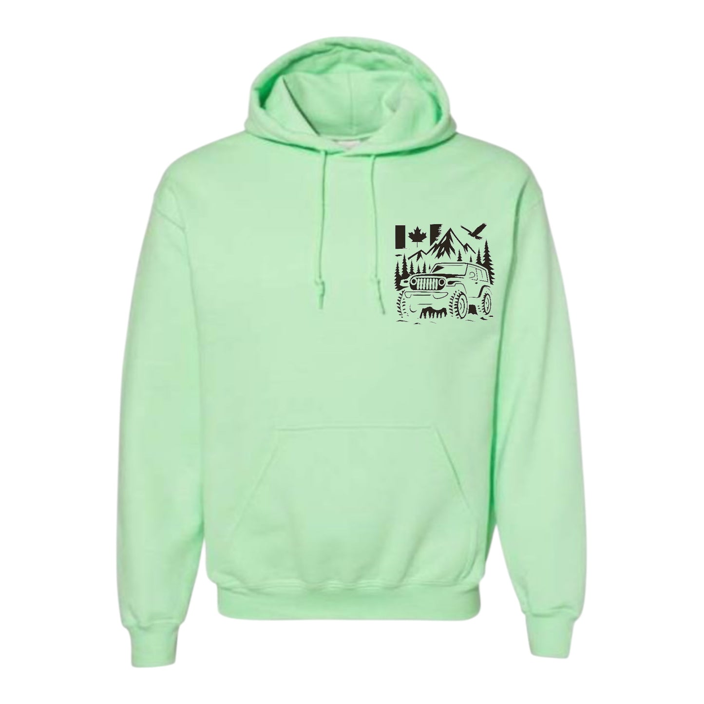 Jeep Life Unisex Hoodie with extra large image on back and pocket sized image on front
