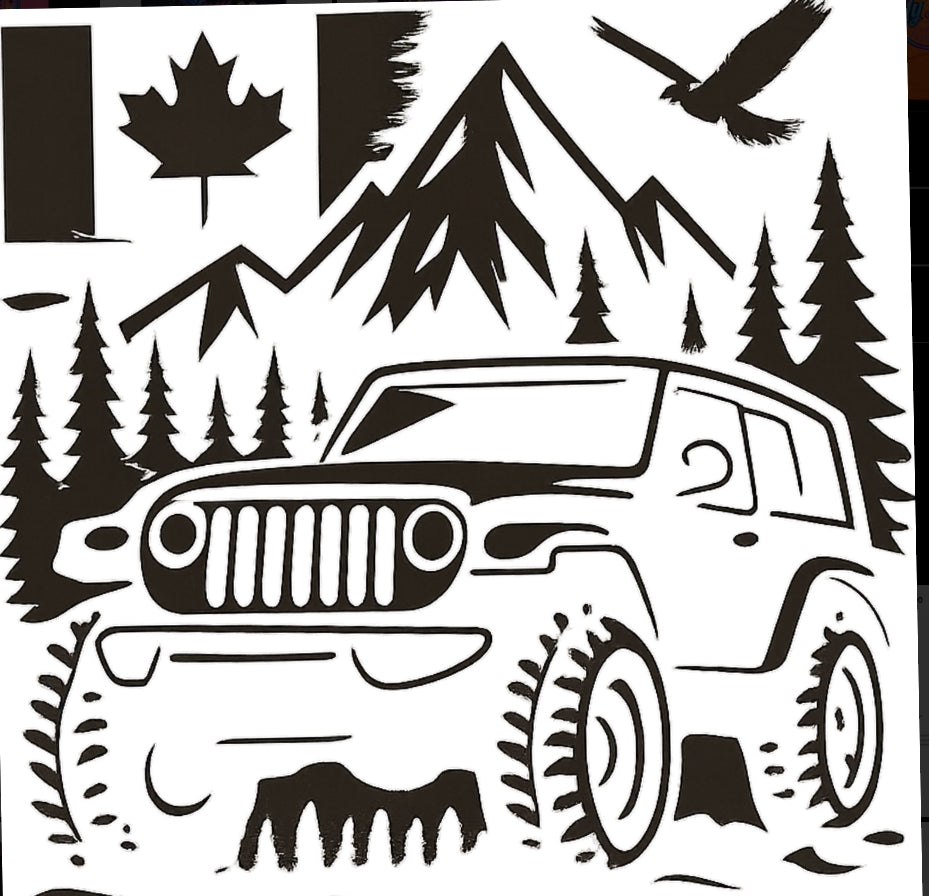 Jeep Life LARGE DTF Print 14x13 Black