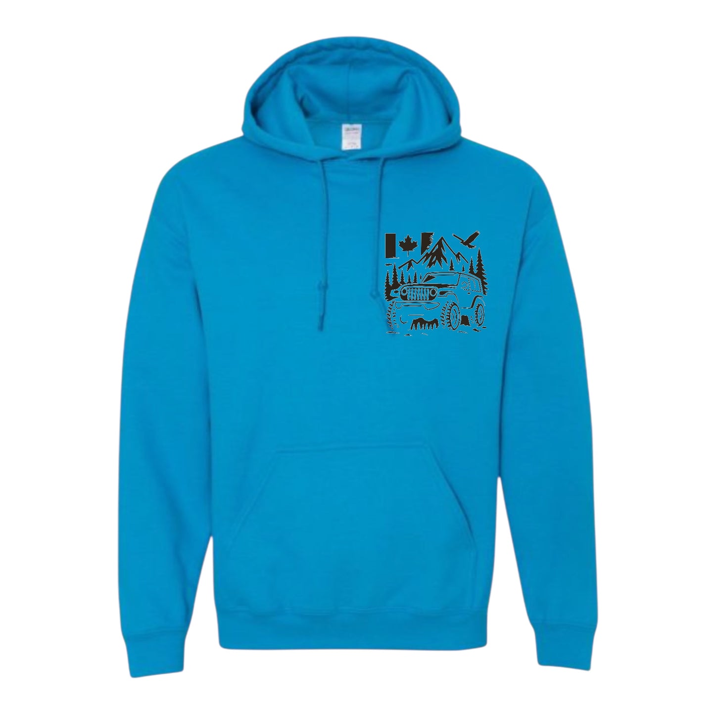 Jeep Life Unisex Hoodie with extra large image on back and pocket sized image on front