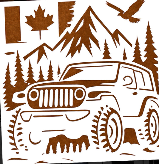 Jeep Life LARGE DTF Print 14x13 Brown
