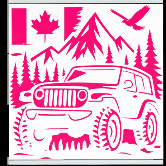 Hot Pink Jeep Pocket 4x4 DTF Print